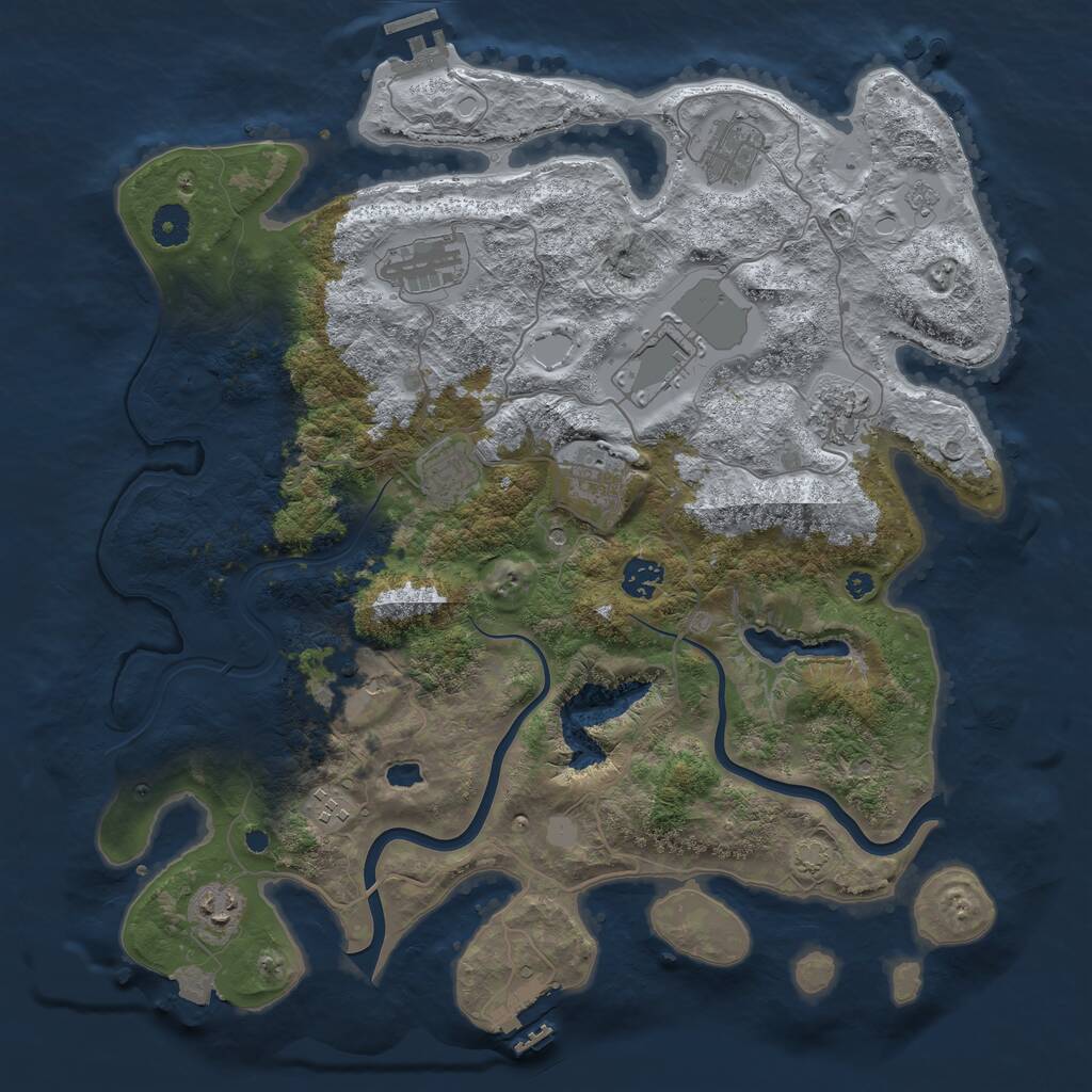 Rust Map: Procedural Map, Size: 4000, Seed: 1657466, 16 Monuments