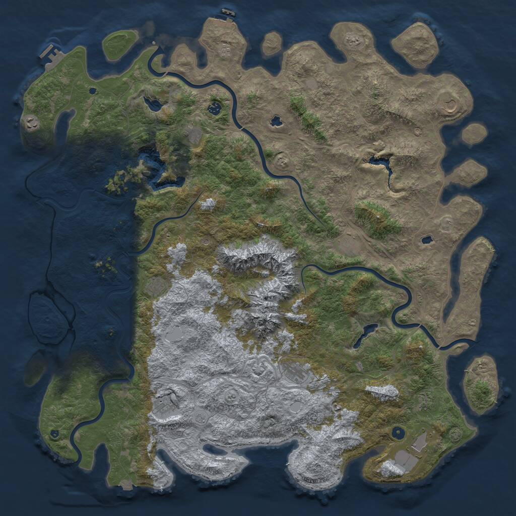 Rust Map: Procedural Map, Size: 6000, Seed: 5261, 17 Monuments