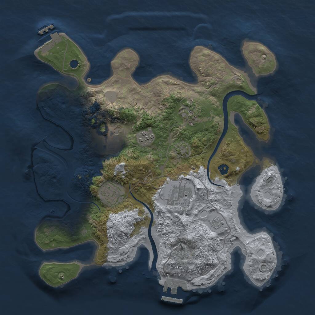 Rust Map: Procedural Map, Size: 3000, Seed: 1037388472, 10 Monuments