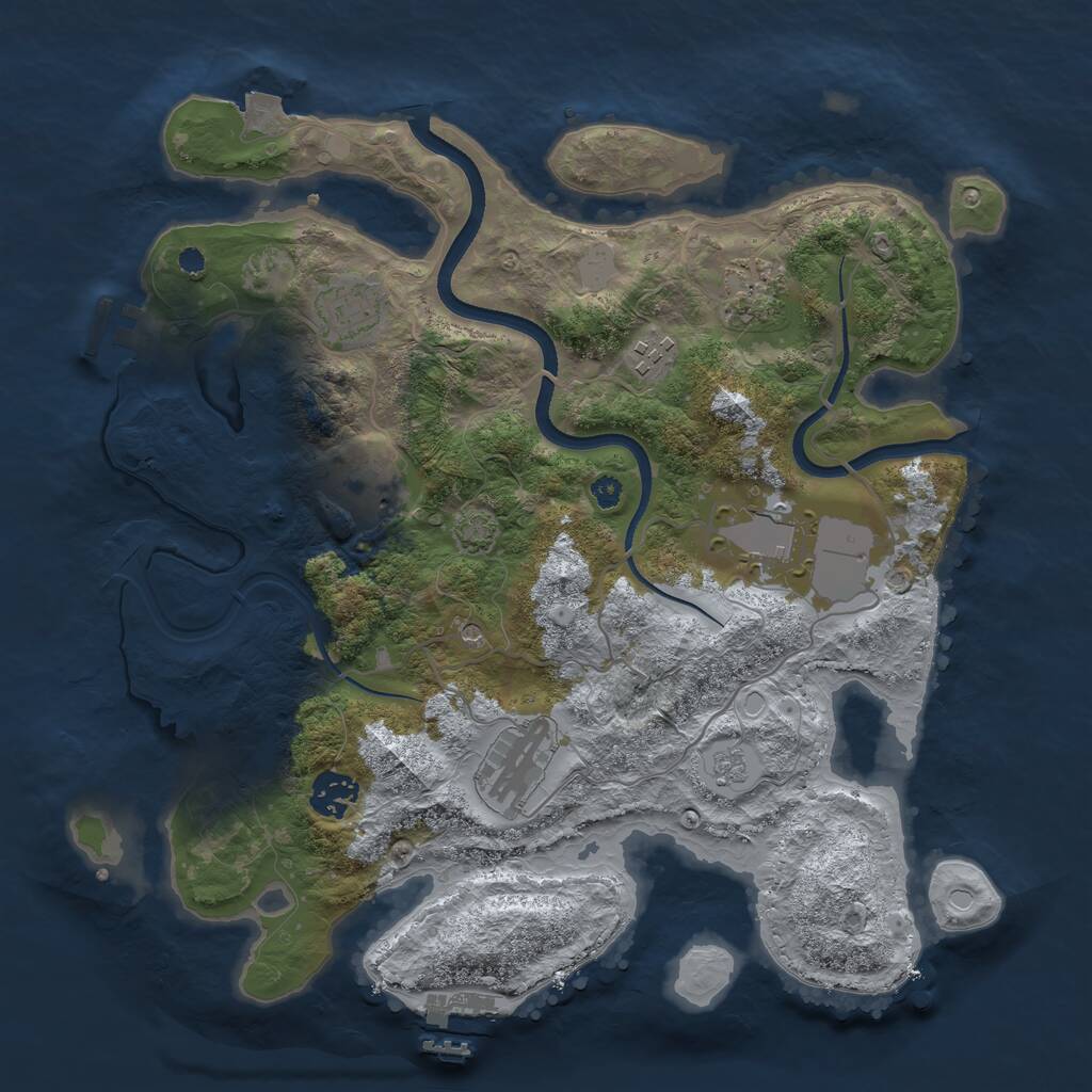 Rust Map: Procedural Map, Size: 3500, Seed: 701629196, 13 Monuments