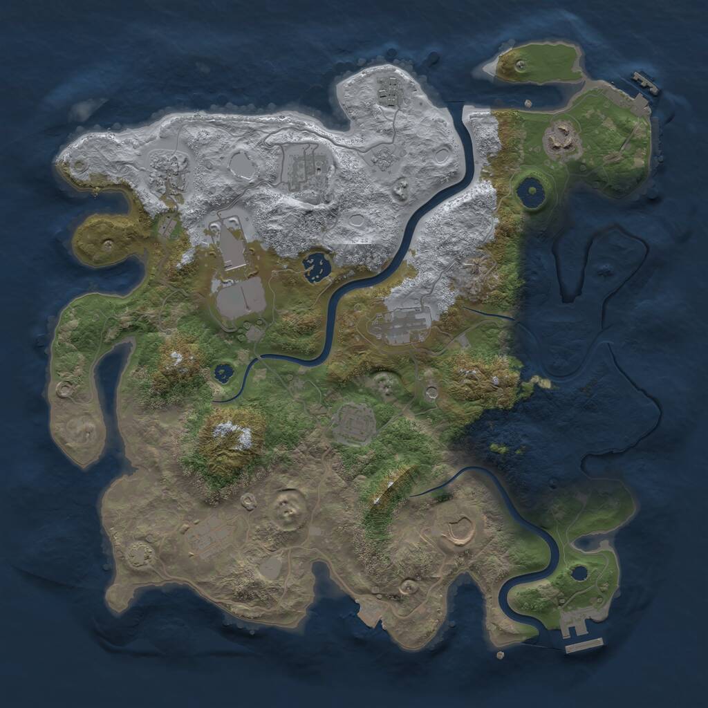 Rust Map: Procedural Map, Size: 3750, Seed: 1325547786, 16 Monuments