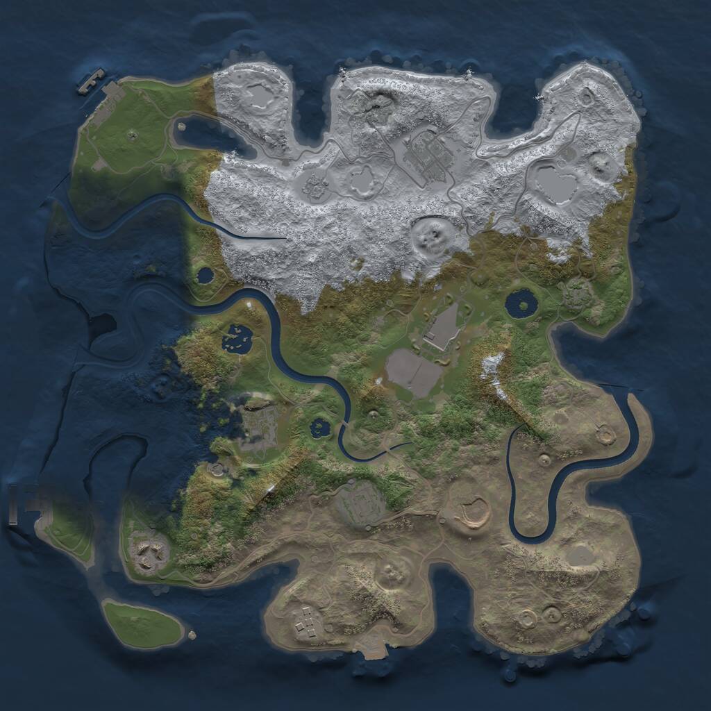 Rust Map: Procedural Map, Size: 3500, Seed: 23545687, 14 Monuments