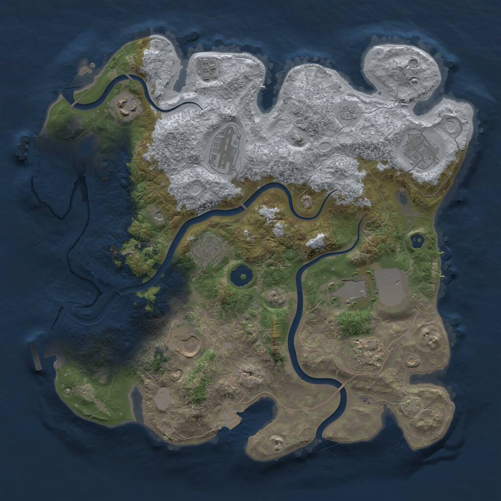 Rust Map: Procedural Map, Size: 3500, Seed: 735219, 14 Monuments