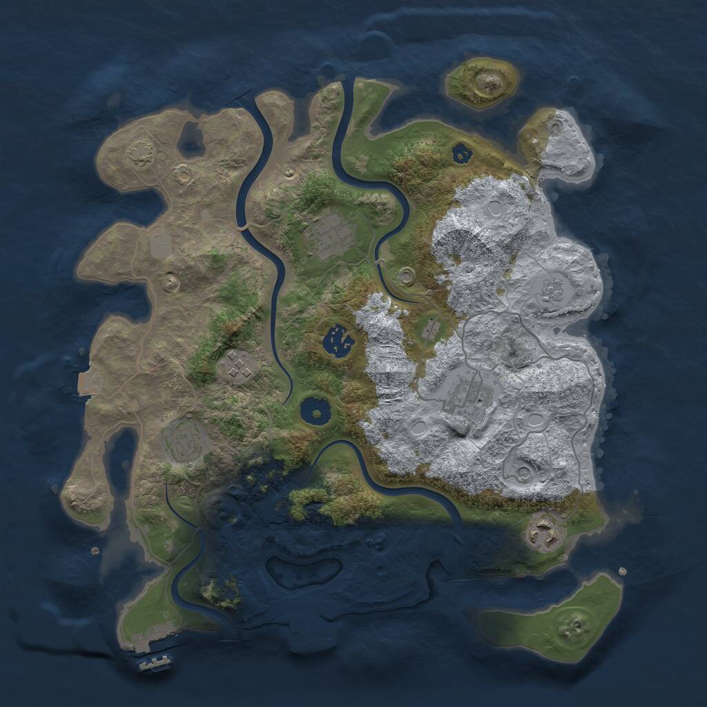 Rust Map: Procedural Map, Size: 3500, Seed: 1588457883, 12 Monuments