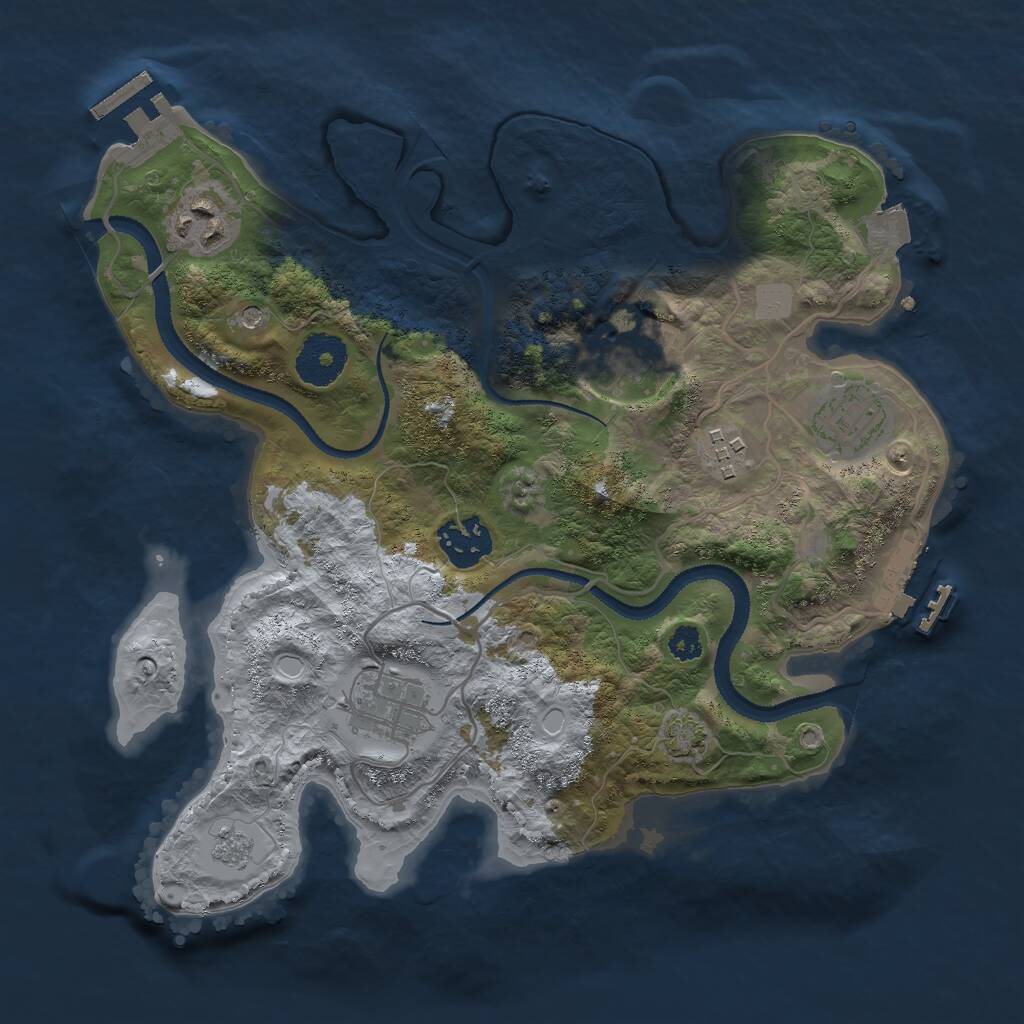 Rust Map: Procedural Map, Size: 3000, Seed: 75394320, 12 Monuments