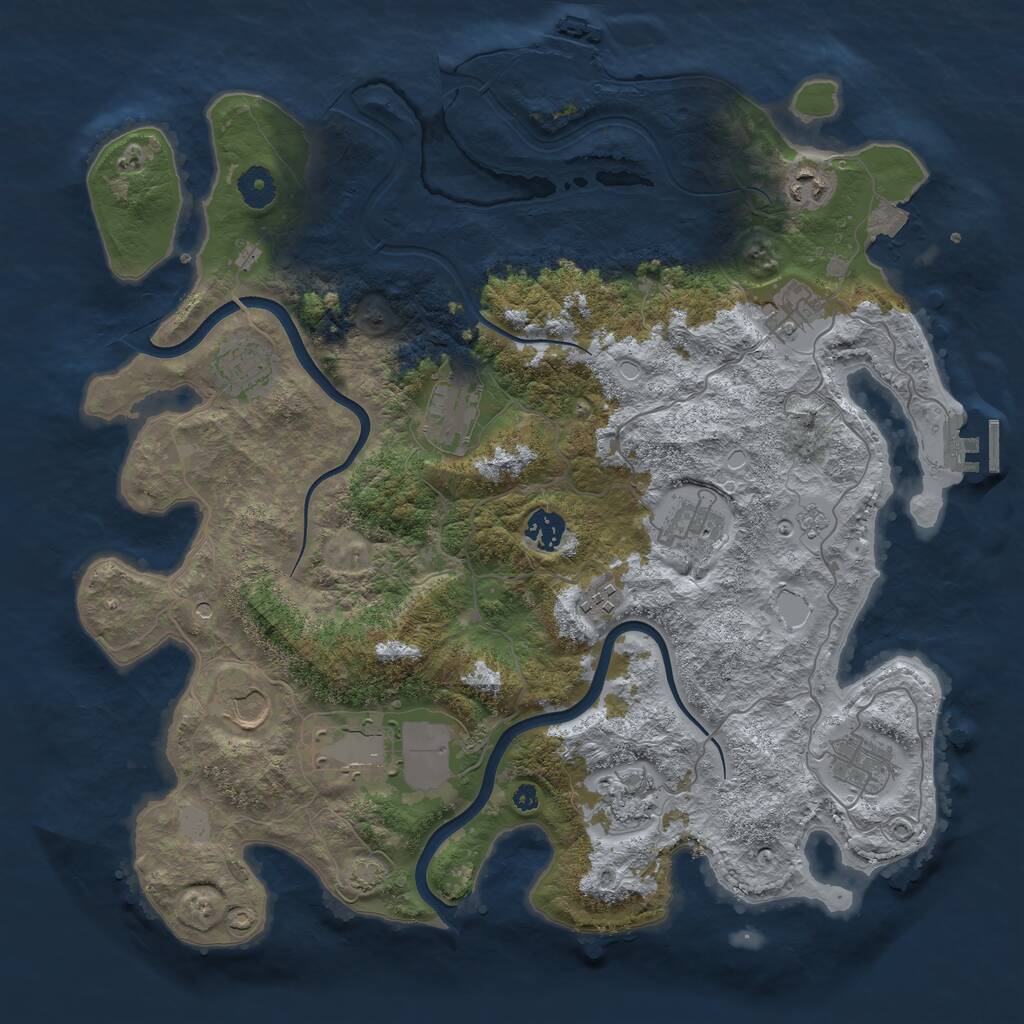 Rust Map: Procedural Map, Size: 3925, Seed: 1010647936, 17 Monuments