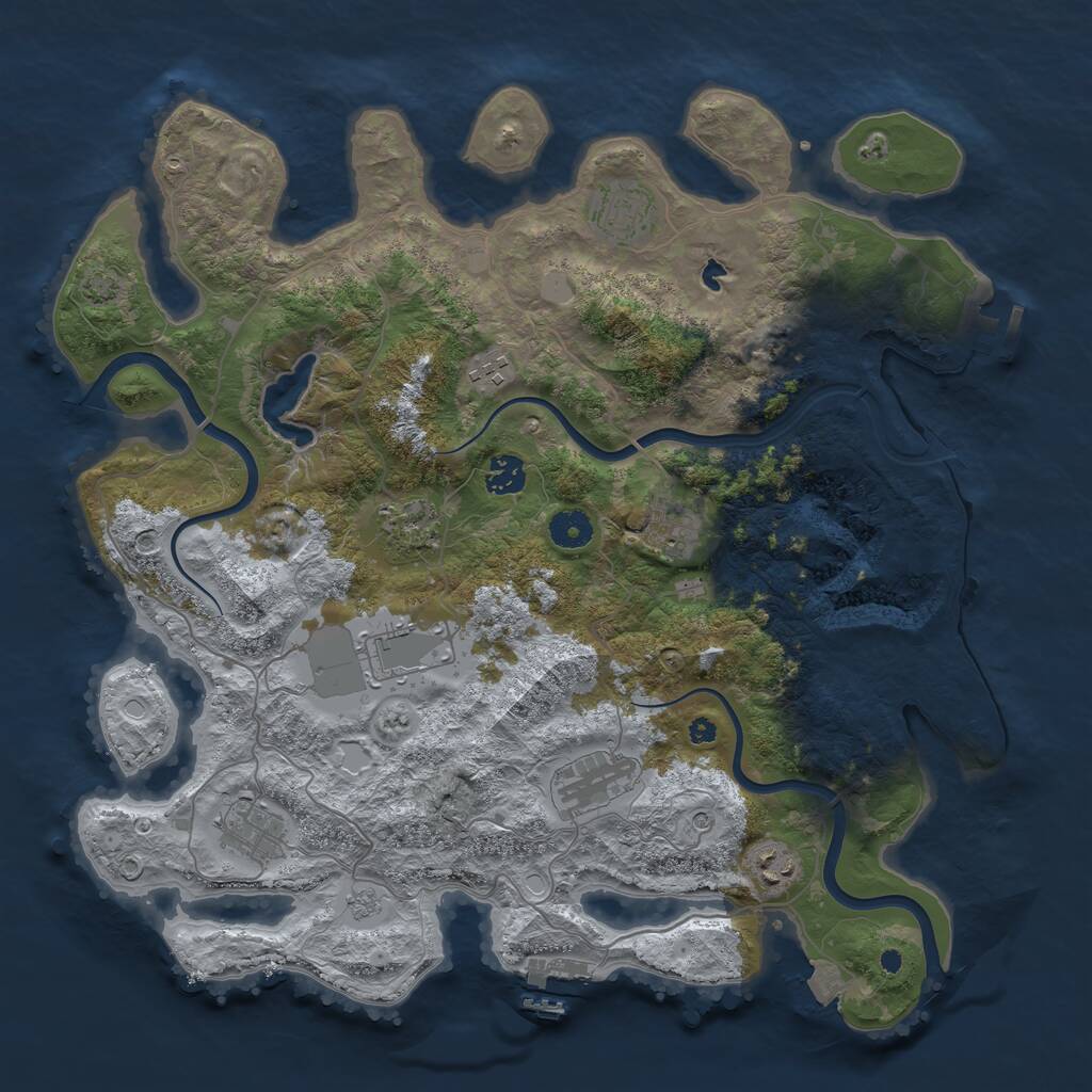 Rust Map: Procedural Map, Size: 4000, Seed: 650270440, 15 Monuments