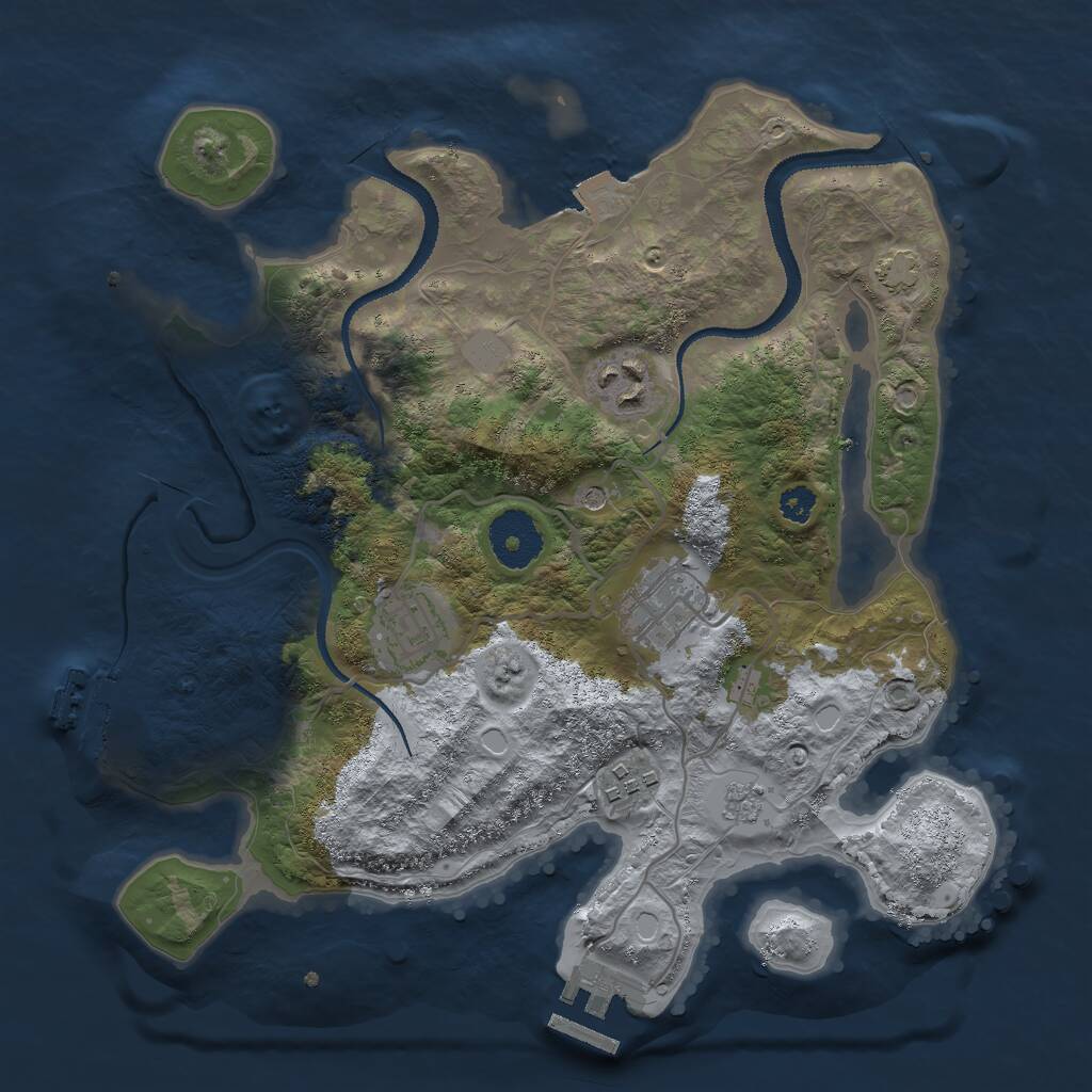 Rust Map: Procedural Map, Size: 3000, Seed: 1064211069, 10 Monuments
