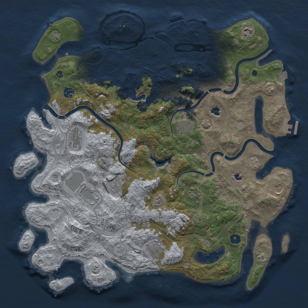 Rust Map: Procedural Map, Size: 4500, Seed: 254784547, 16 Monuments
