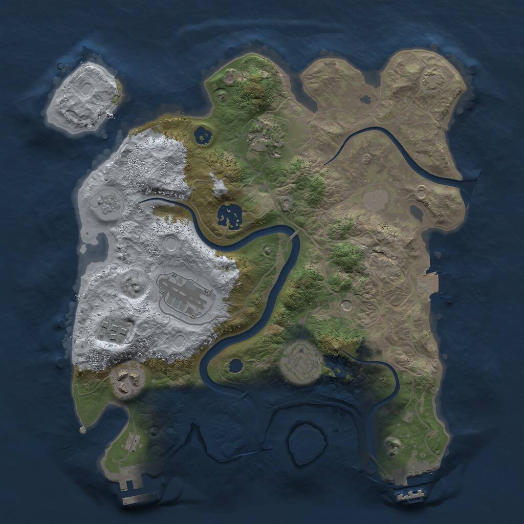 Rust Map: Procedural Map, Size: 3000, Seed: 1849465013, 12 Monuments