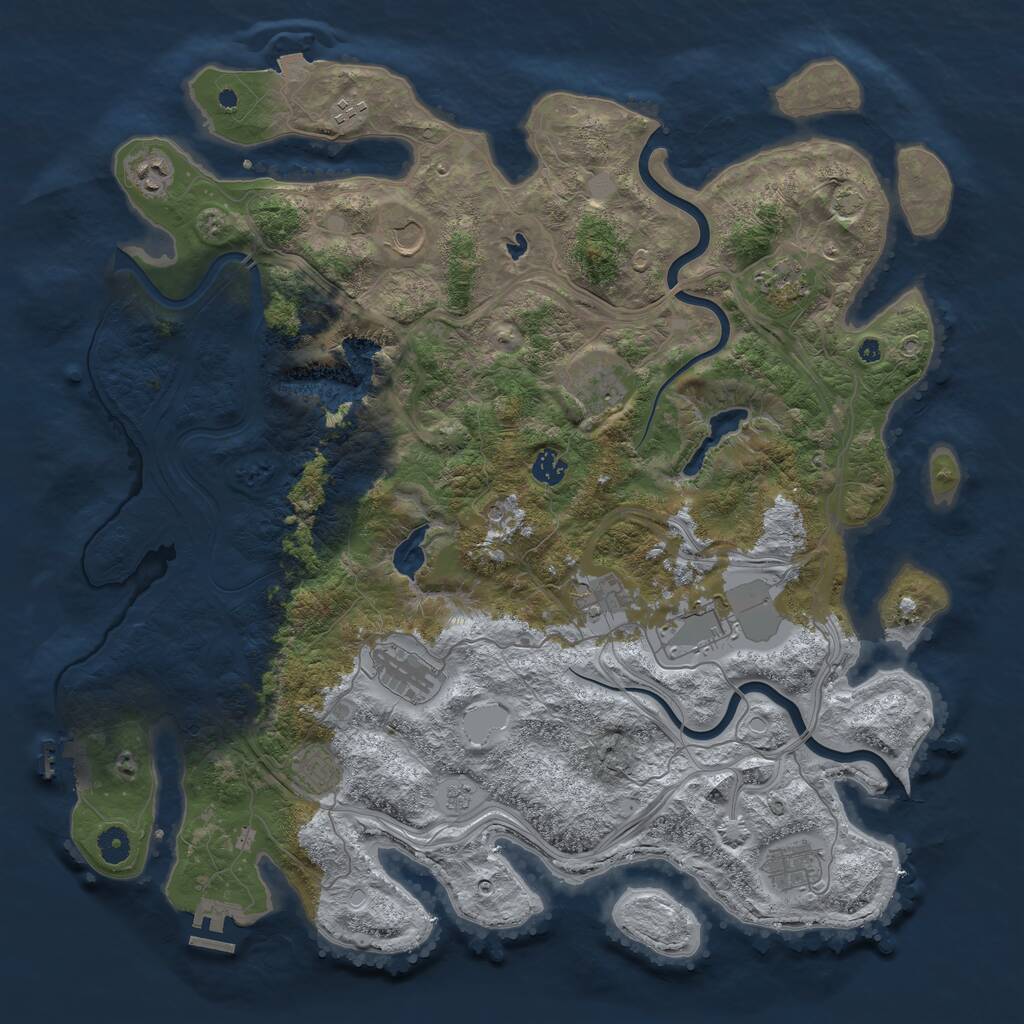 Rust Map: Procedural Map, Size: 4500, Seed: 698860221, 17 Monuments