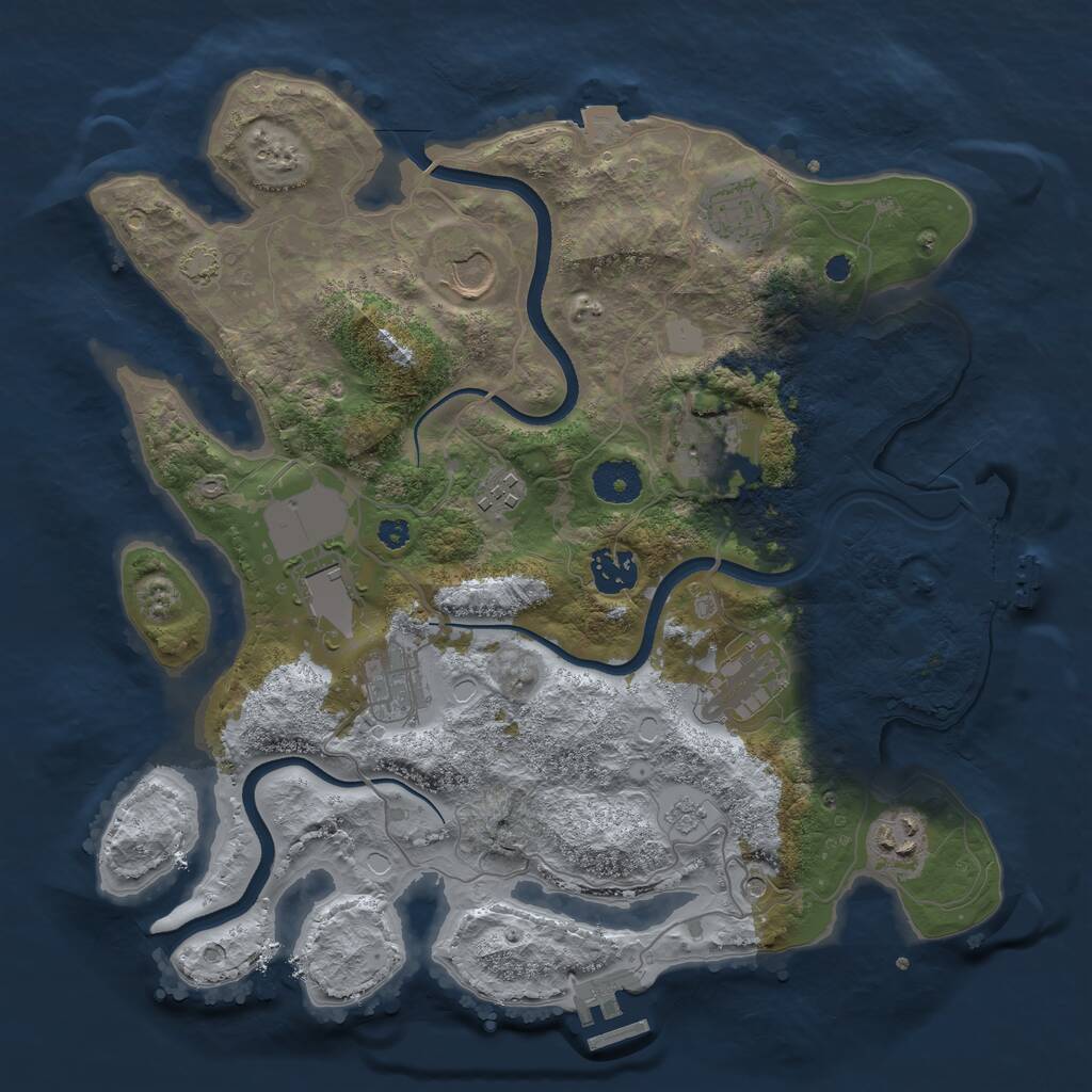 Rust Map: Procedural Map, Size: 3500, Seed: 41242, 15 Monuments