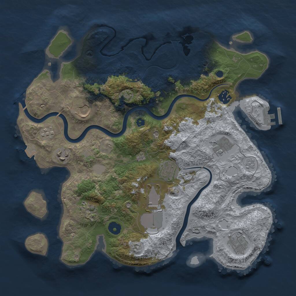 Rust Map: Procedural Map, Size: 3500, Seed: 654257368, 14 Monuments
