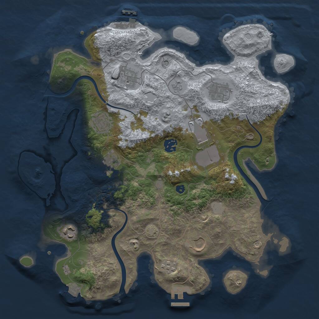 Rust Map: Procedural Map, Size: 3500, Seed: 1198069637, 15 Monuments