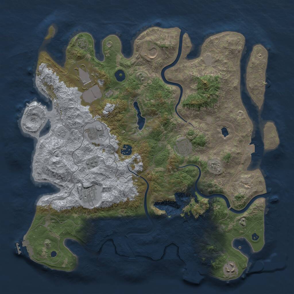 Rust Map: Procedural Map, Size: 4000, Seed: 7505, 14 Monuments