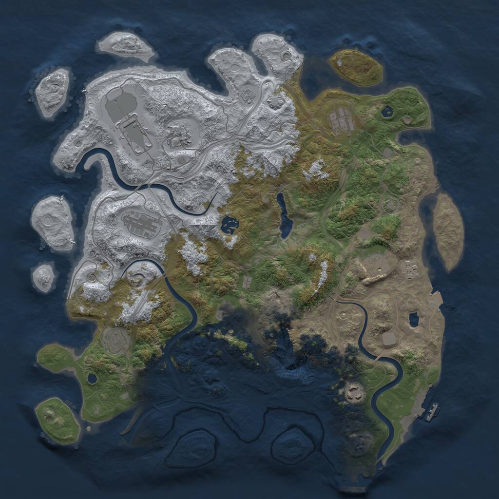 Rust Map: Procedural Map, Size: 4250, Seed: 18709, 16 Monuments