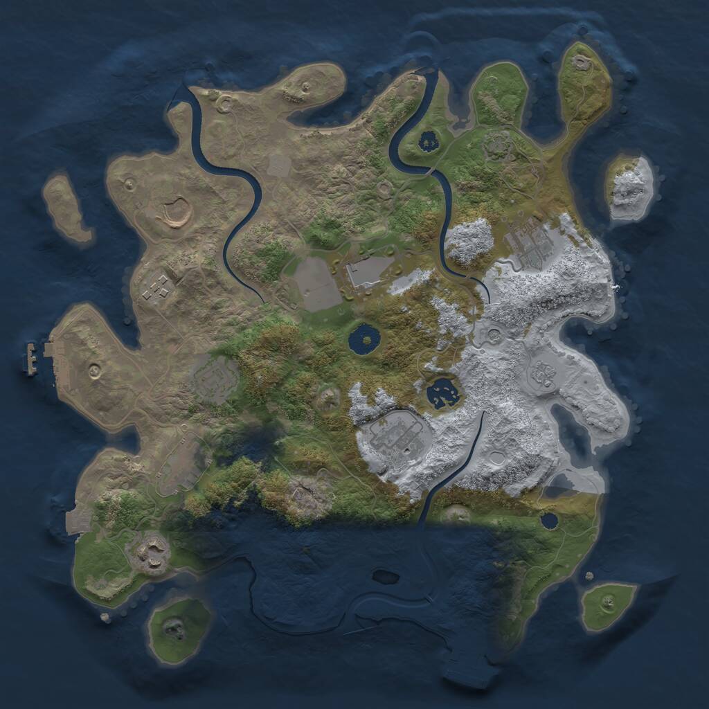 Rust Map: Procedural Map, Size: 3500, Seed: 850255976, 15 Monuments