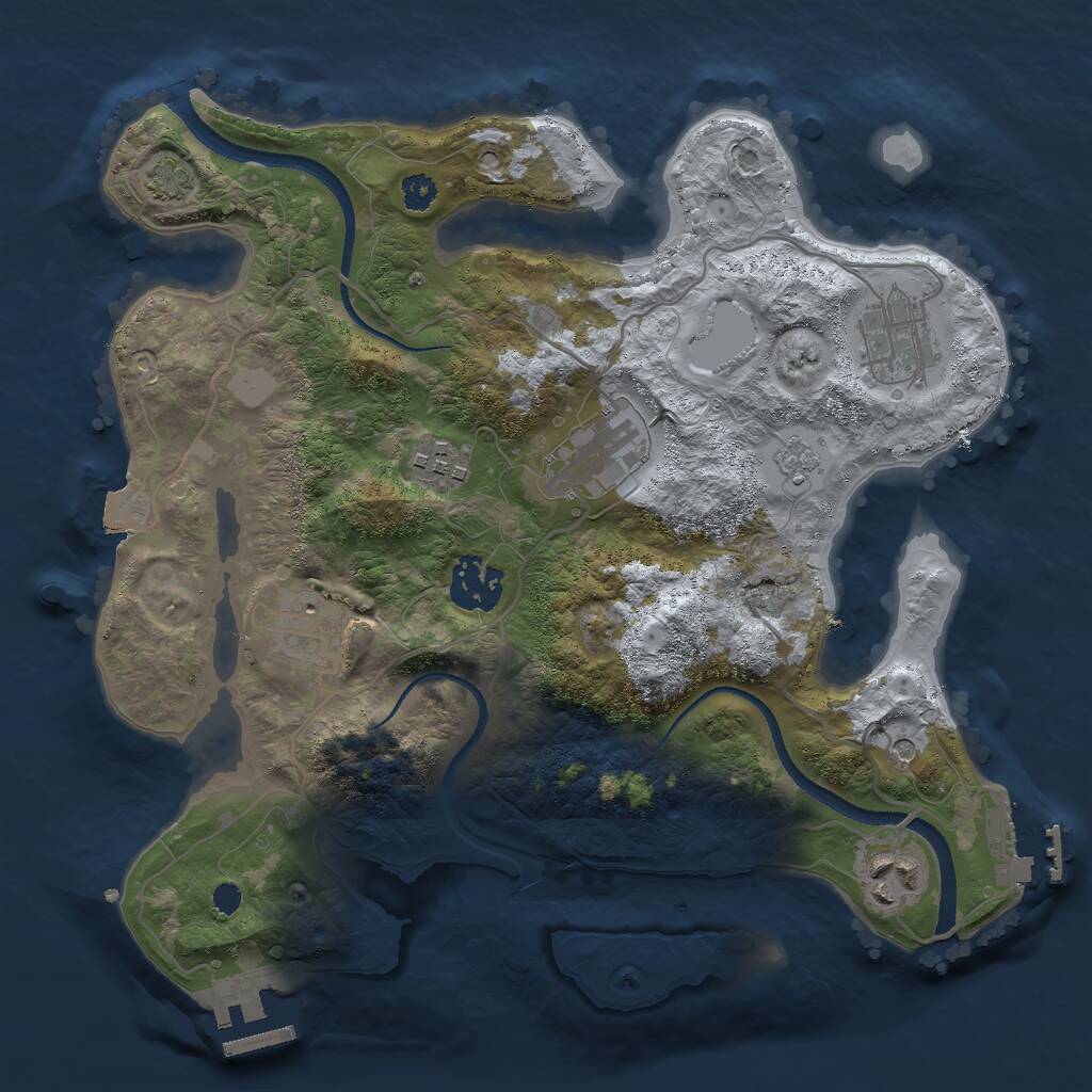Rust Map: Procedural Map, Size: 3000, Seed: 1218414851, 12 Monuments