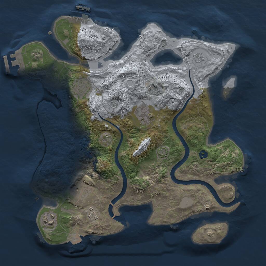 Rust Map: Procedural Map, Size: 3000, Seed: 121677, 11 Monuments