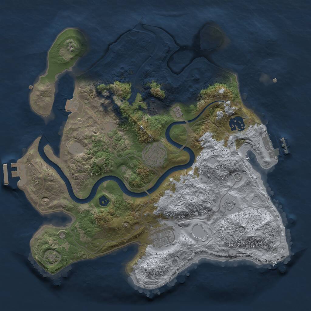 Rust Map: Procedural Map, Size: 3000, Seed: 2378457, 10 Monuments