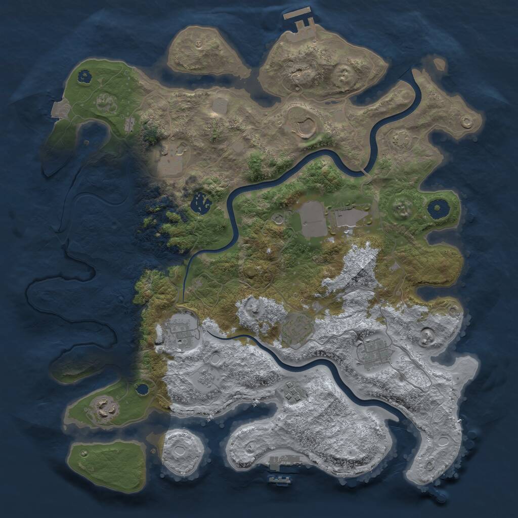 Rust Map: Procedural Map, Size: 3750, Seed: 248745143, 15 Monuments