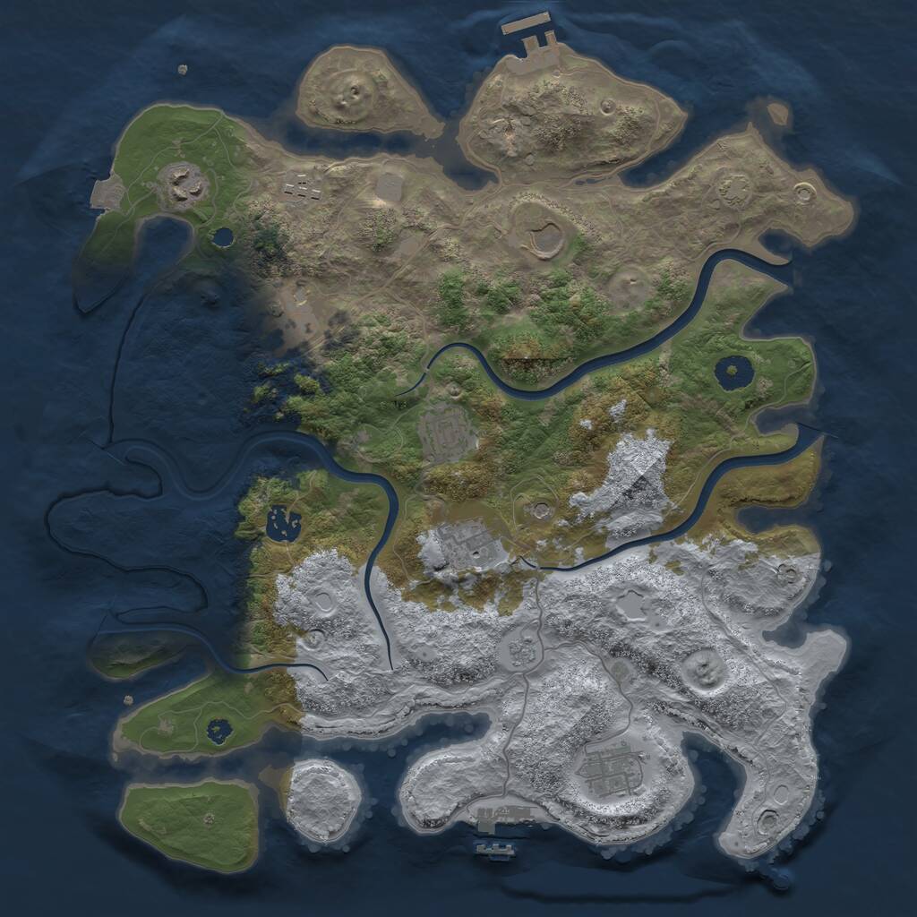 Rust Map: Procedural Map, Size: 3750, Seed: 248745143, 14 Monuments