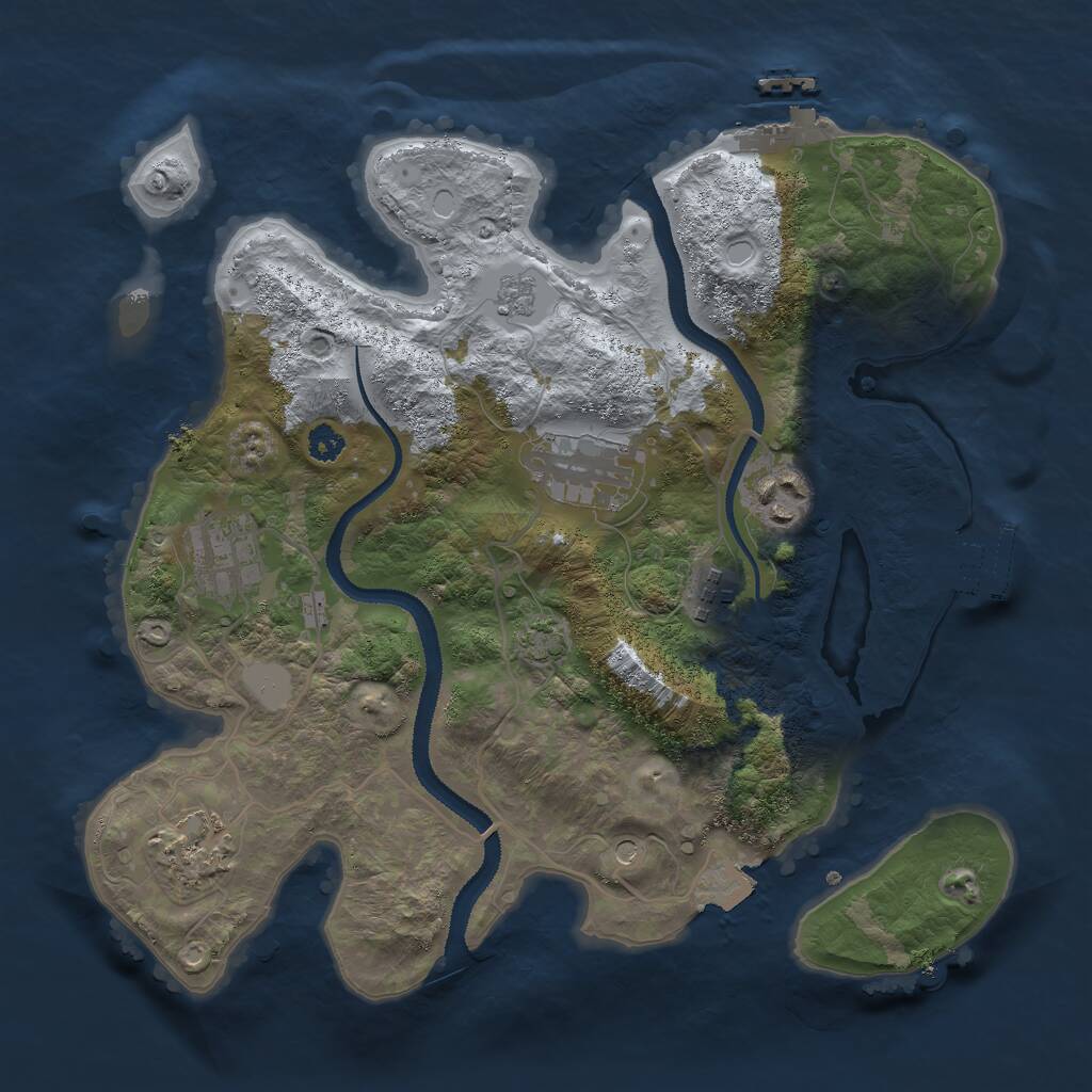 Rust Map: Procedural Map, Size: 3000, Seed: 1383500386, 11 Monuments