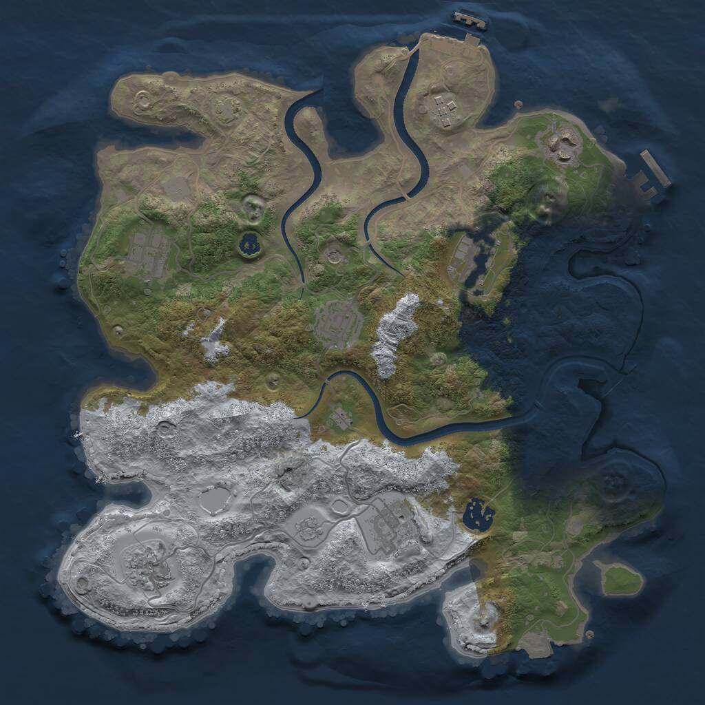 Rust Map: Procedural Map, Size: 3350, Seed: 1607136224, 14 Monuments