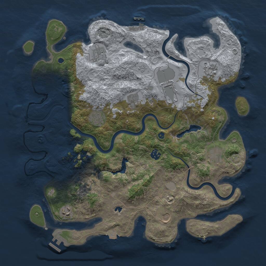Rust Map: Procedural Map, Size: 4000, Seed: 13371102, 16 Monuments