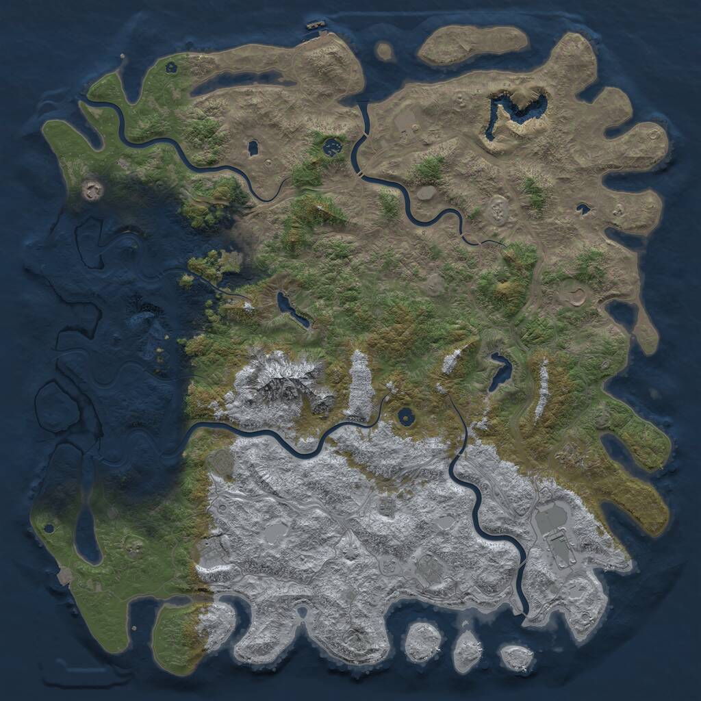 Rust Map: Procedural Map, Size: 6000, Seed: 1376058654, 17 Monuments