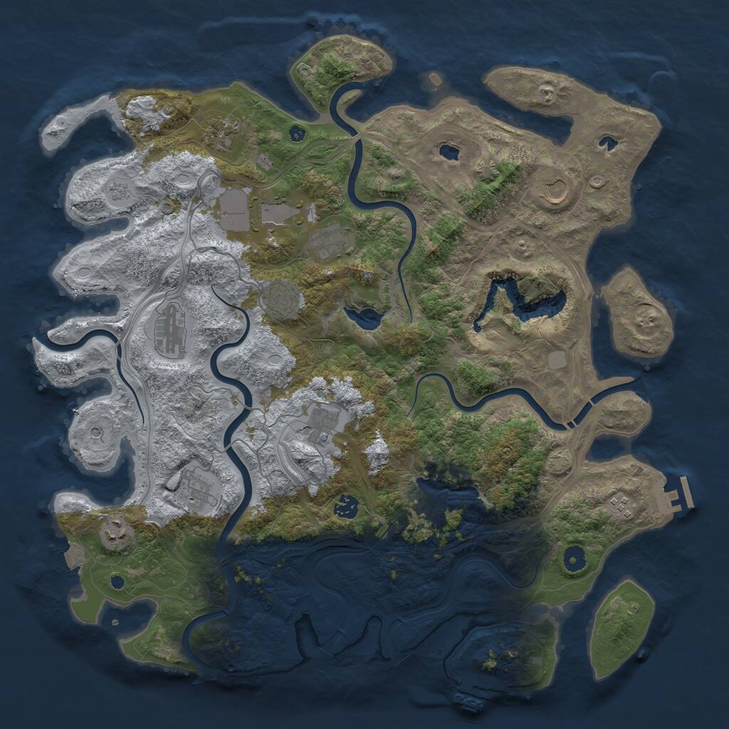 Rust Map: Procedural Map, Size: 4500, Seed: 705400449, 17 Monuments