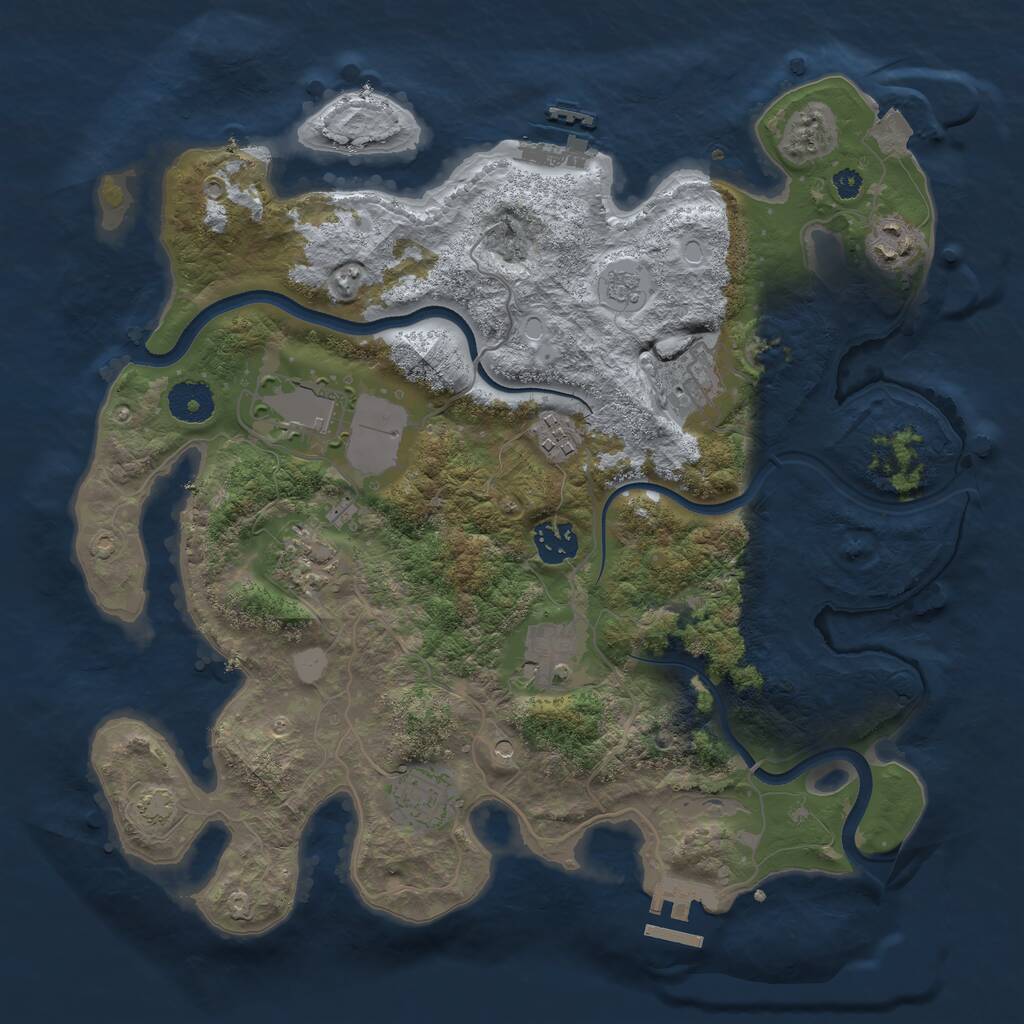 Rust Map: Procedural Map, Size: 3500, Seed: 87434333, 14 Monuments