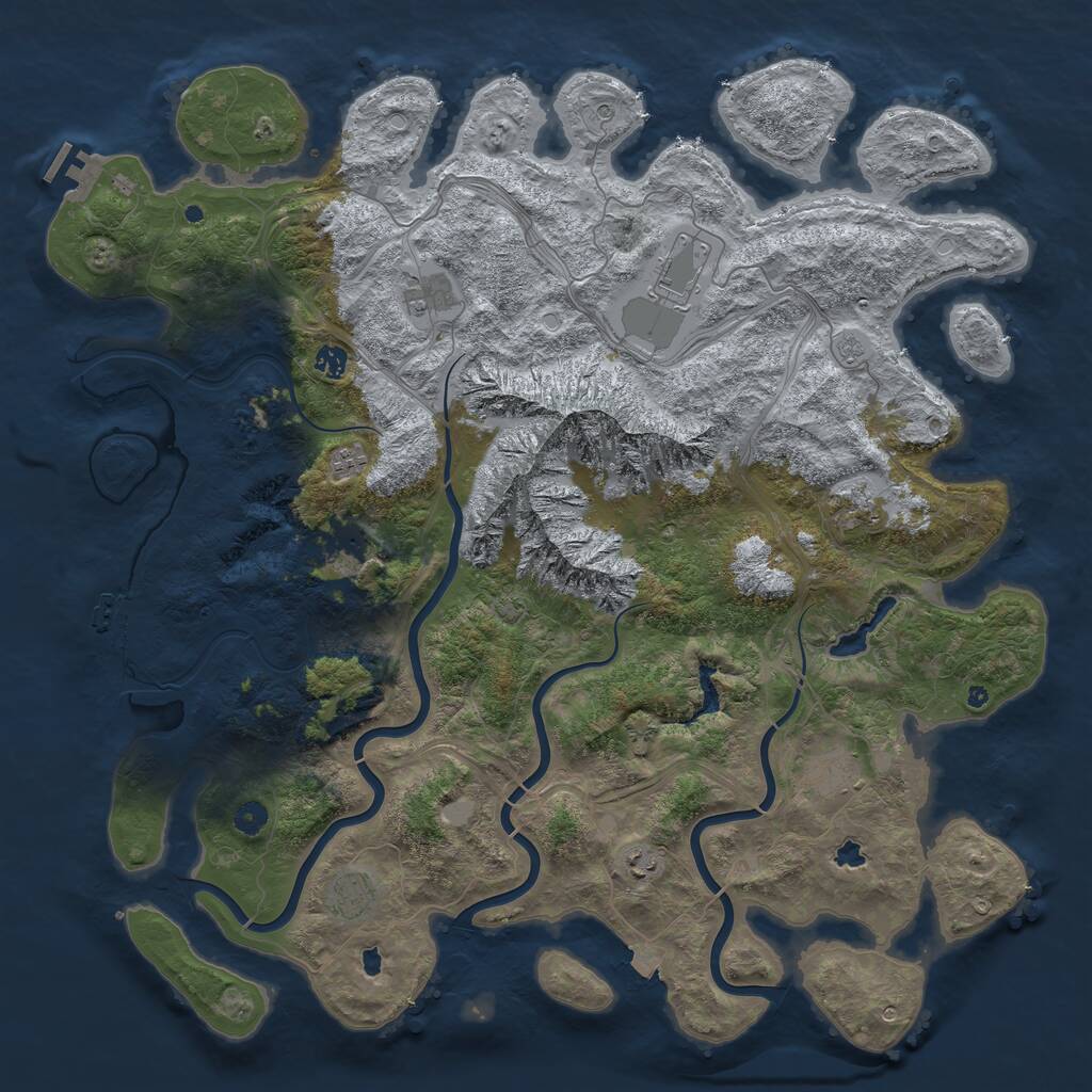 Rust Map: Procedural Map, Size: 5000, Seed: 92395, 15 Monuments