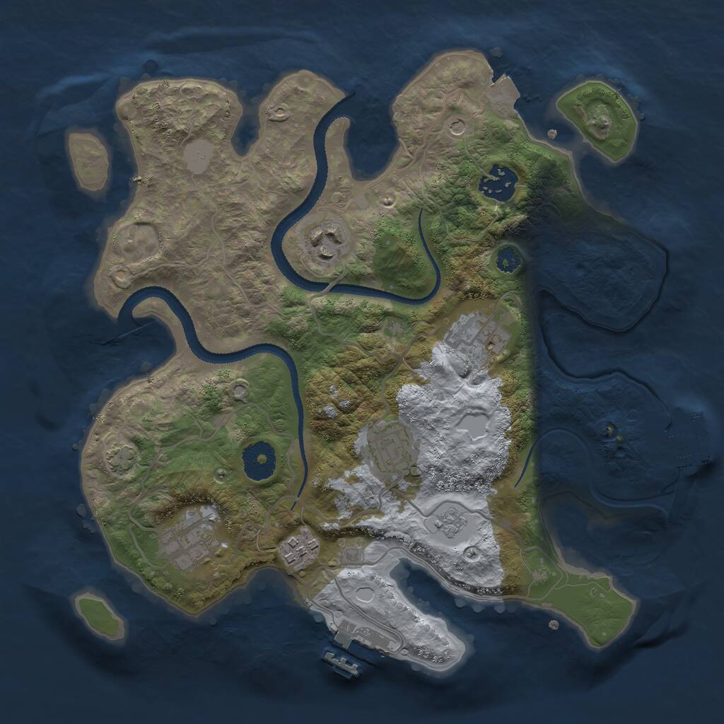 Rust Map: Procedural Map, Size: 3000, Seed: 2477551, 12 Monuments