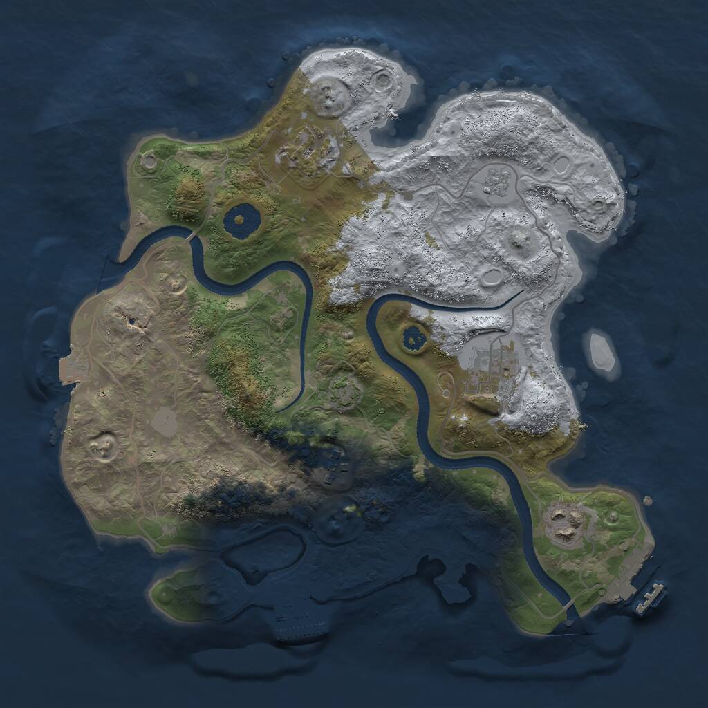Rust Map: Procedural Map, Size: 3000, Seed: 16076, 9 Monuments