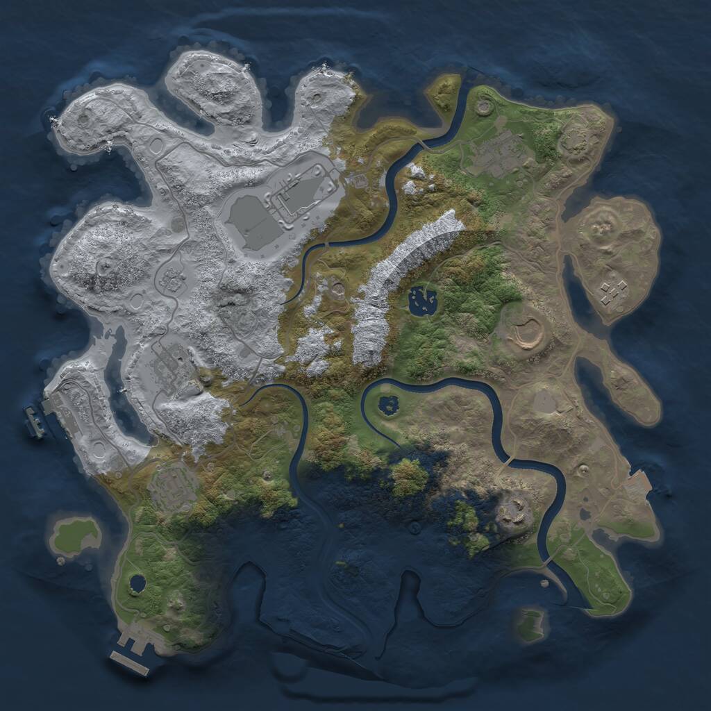 Rust Map: Procedural Map, Size: 3500, Seed: 673424212, 14 Monuments