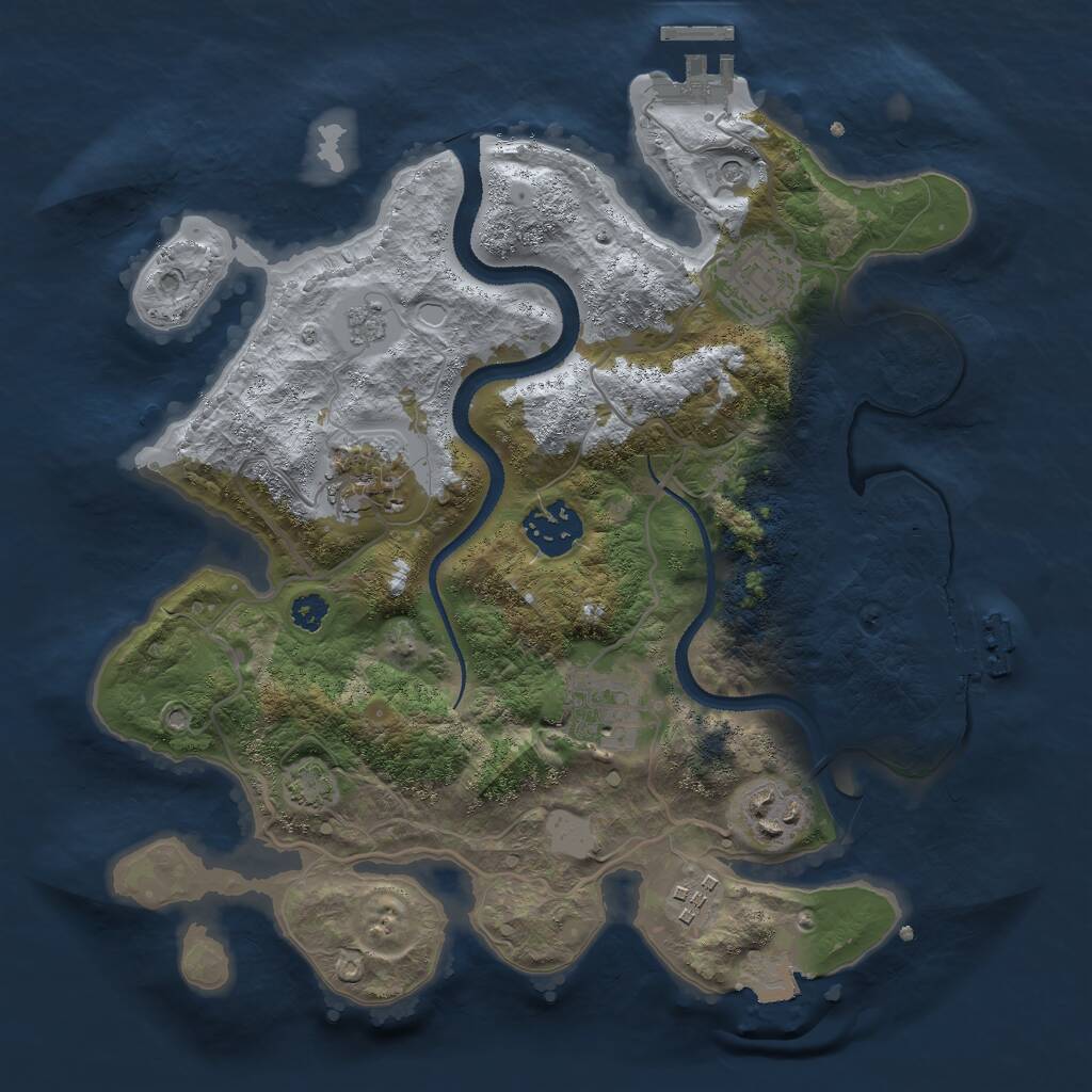 Rust Map: Procedural Map, Size: 3000, Seed: 1670173694, 12 Monuments