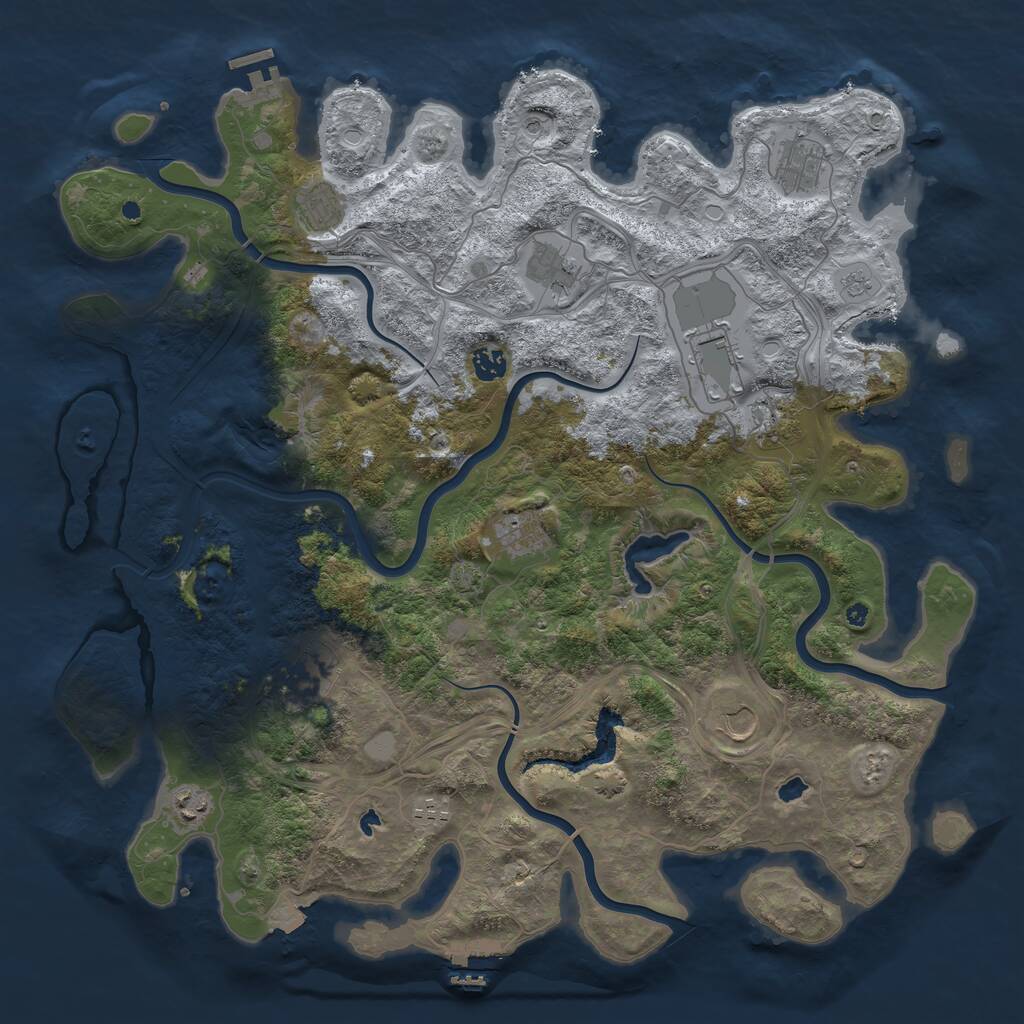 Rust Map: Procedural Map, Size: 4500, Seed: 2032414362, 17 Monuments