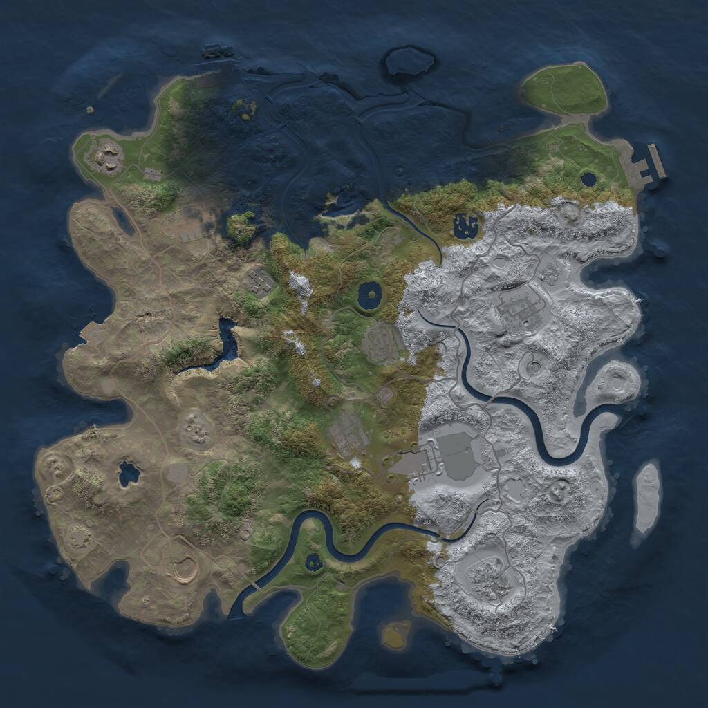 Rust Map: Procedural Map, Size: 4000, Seed: 1011761613, 16 Monuments