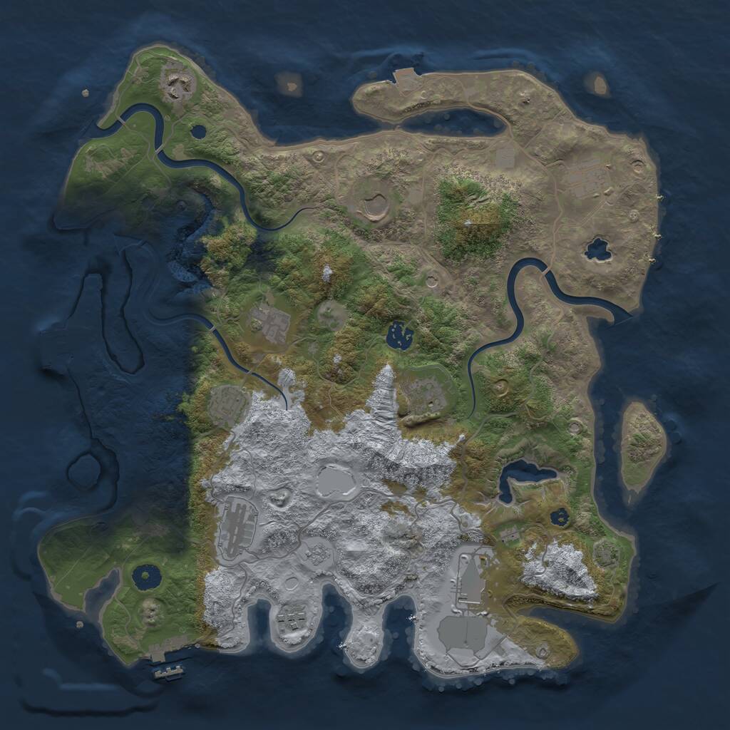 Rust Map: Procedural Map, Size: 4000, Seed: 296861231, 16 Monuments
