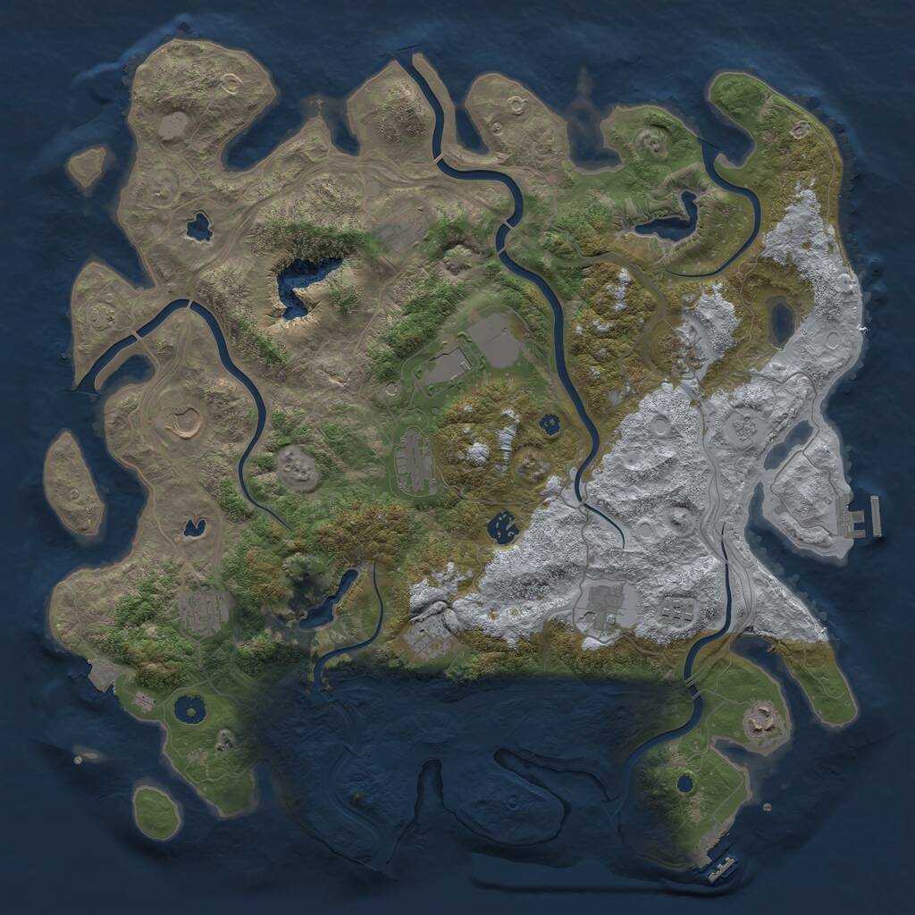 Rust Map: Procedural Map, Size: 4500, Seed: 1990948474, 17 Monuments