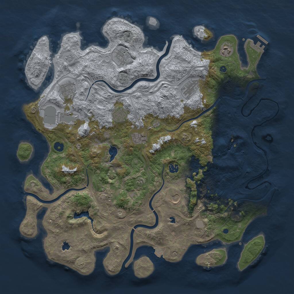 Rust Map: Procedural Map, Size: 4500, Seed: 461075825, 16 Monuments