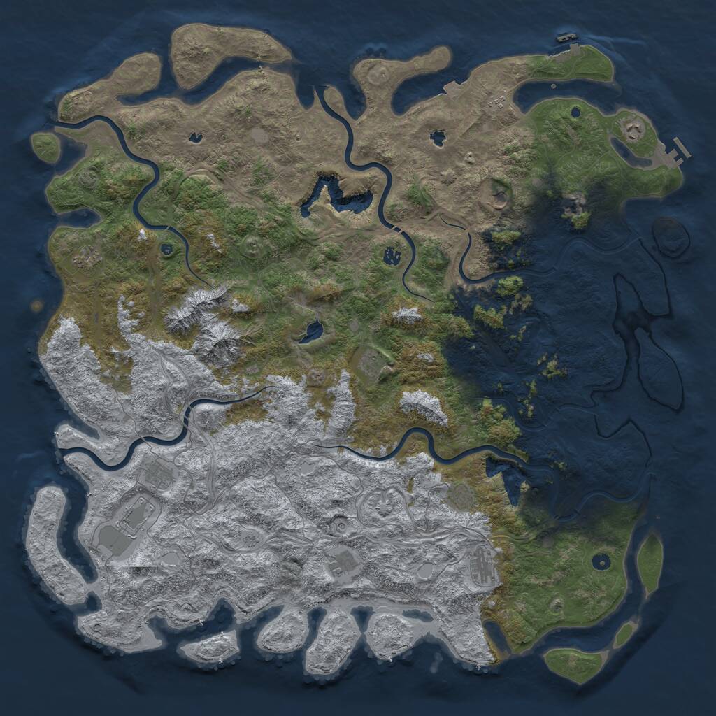 Rust Map: Procedural Map, Size: 6000, Seed: 308692428, 17 Monuments