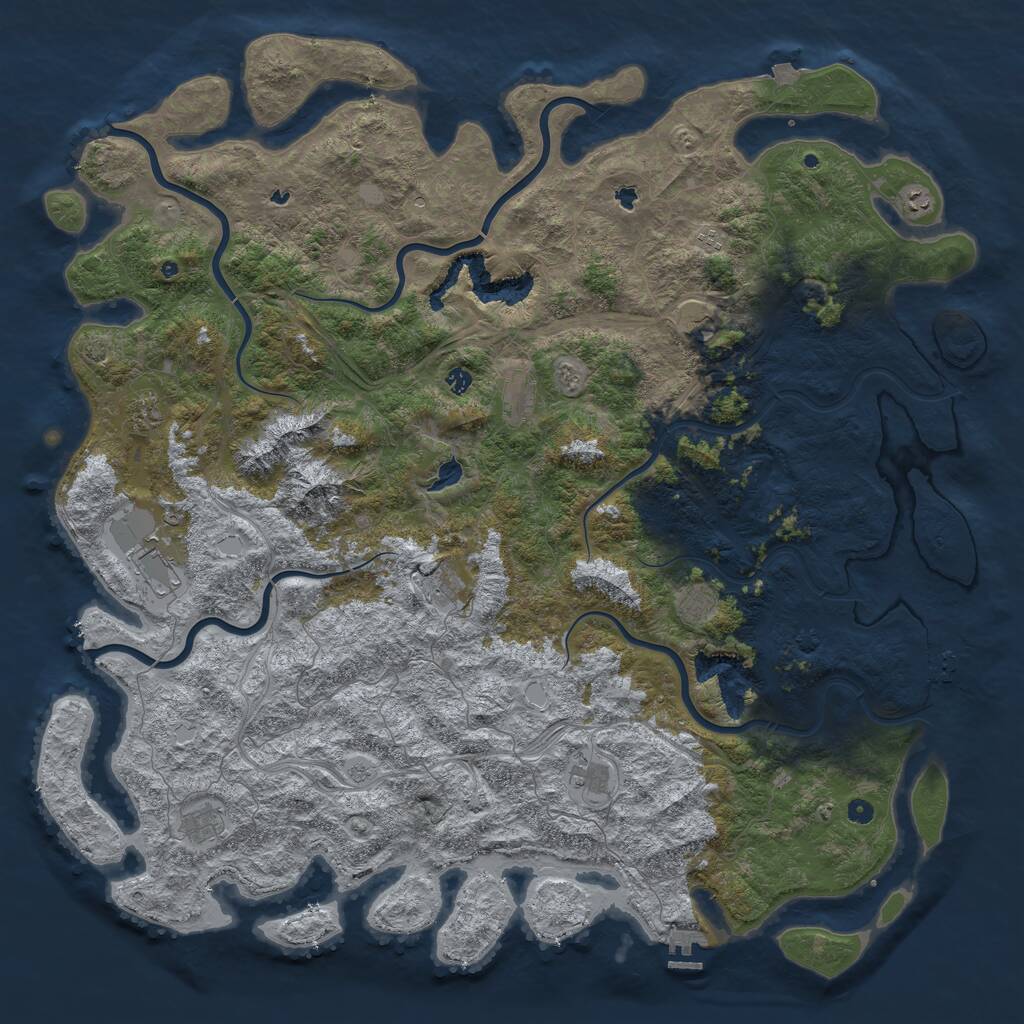 Rust Map: Procedural Map, Size: 6000, Seed: 308692428, 17 Monuments