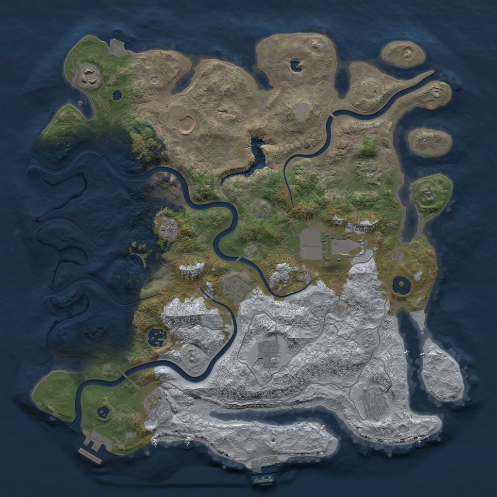 Rust Map: Procedural Map, Size: 4000, Seed: 789433923, 16 Monuments