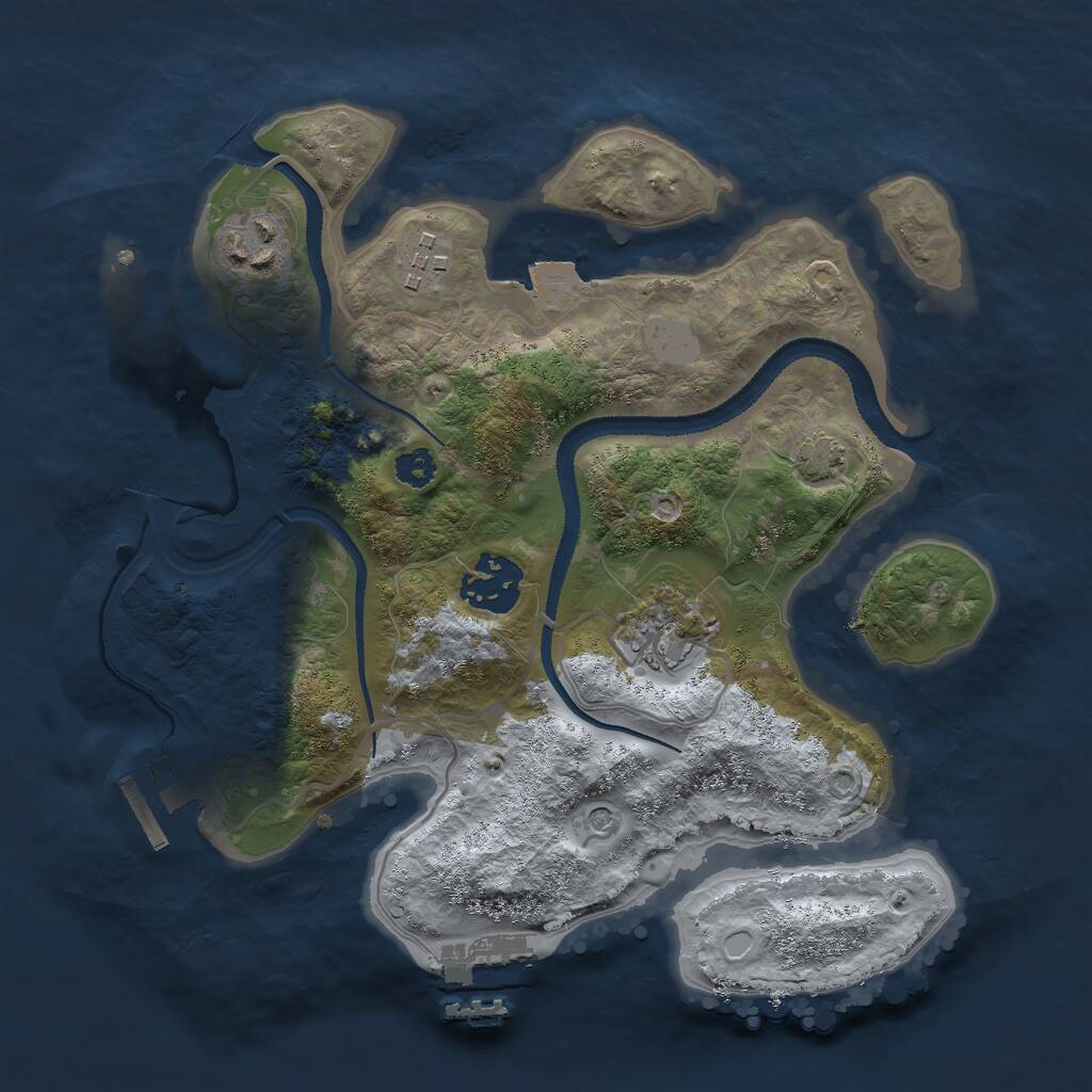 Rust Map: Procedural Map, Size: 2750, Seed: 1489761254, 9 Monuments
