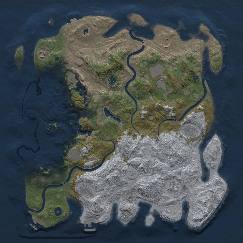 Rust Map: Procedural Map, Size: 4444, Seed: 615561, 16 Monuments