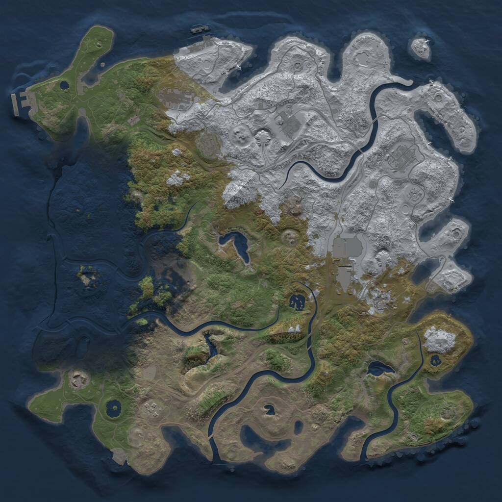 Rust Map: Procedural Map, Size: 4500, Seed: 26580, 16 Monuments