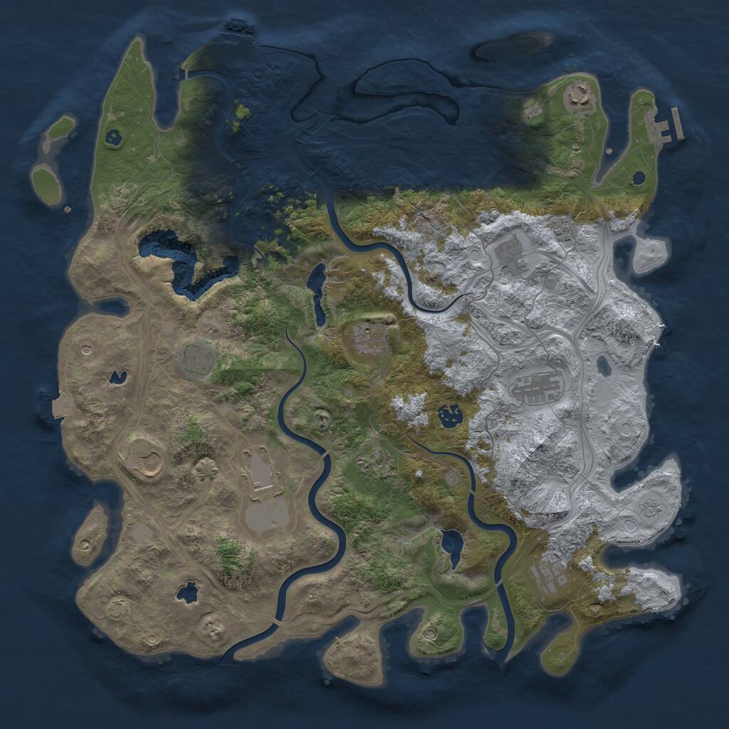Rust Map: Procedural Map, Size: 4500, Seed: 160540546, 17 Monuments