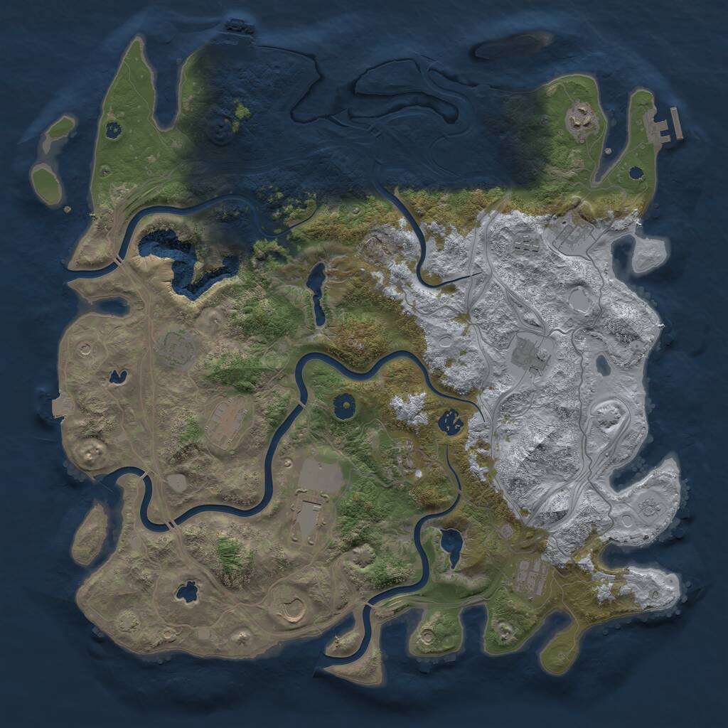 Rust Map: Procedural Map, Size: 4500, Seed: 160540546, 17 Monuments